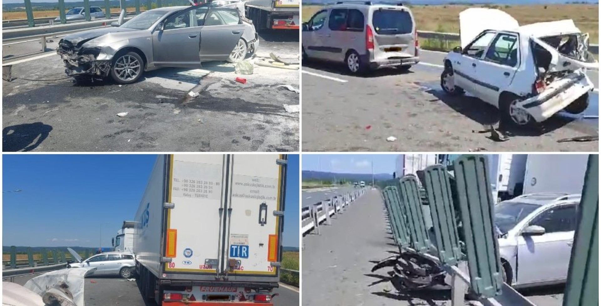 VIDEO. Patru autoturisme au fost lovite de un camion pe autostrada A1
