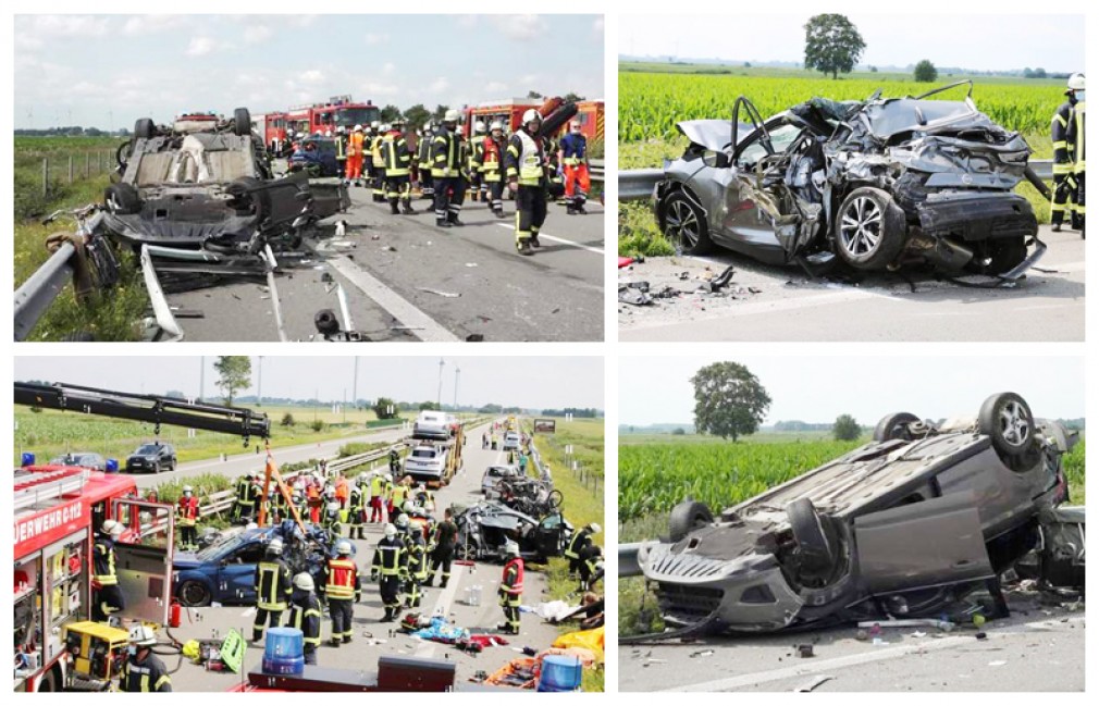 Germania. Un șofer profesionist a provocat un accident cu un mort și 19 răniți