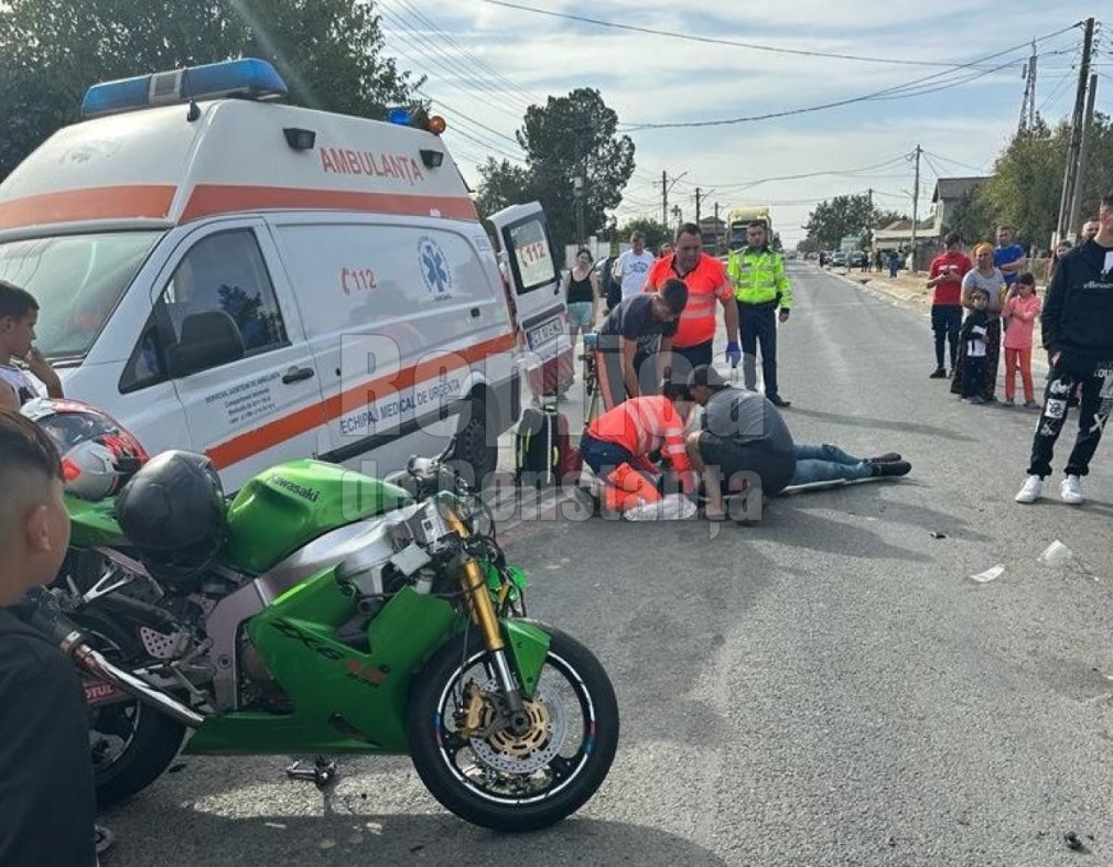 Motociclist grav rănit după ce a depășit iresponsabil un camion