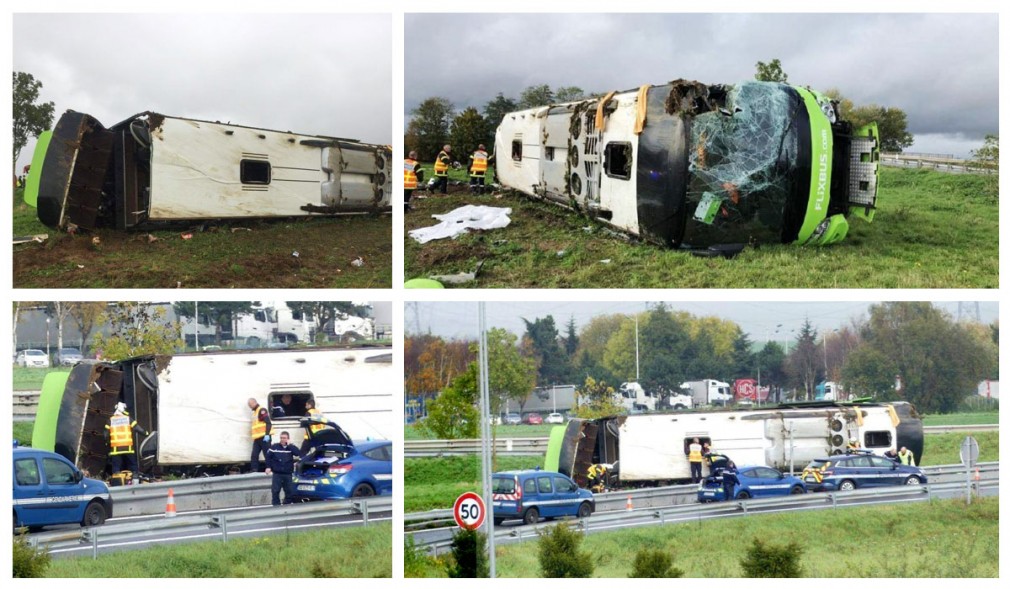 Franţa. Autocar Flixbus cu români, accident teribil cu  33 de victime