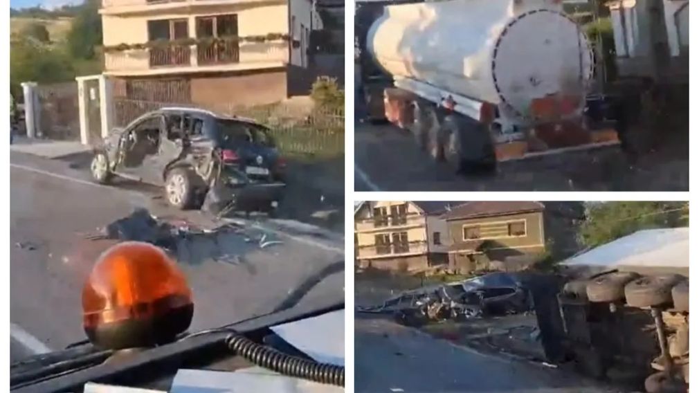 Un camion a intrat pe contrasens și a lovit alte două mașini. Există un mort