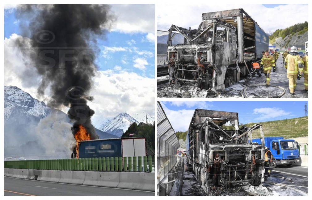 Austria: Camionul unui şofer profesionist român a explodat şi apoi a ars complet pe o autostradă