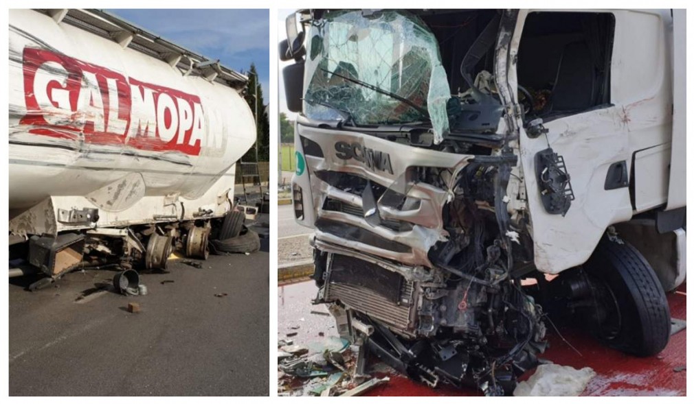 Ghimbav. Un șofer profesionist român încarcerat și 3 camioane distruse