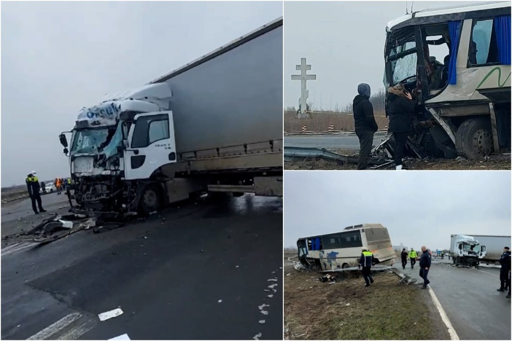 VIDEO. Greşeala şoferului de camion care a băgat 11 oameni în spital în Timiş