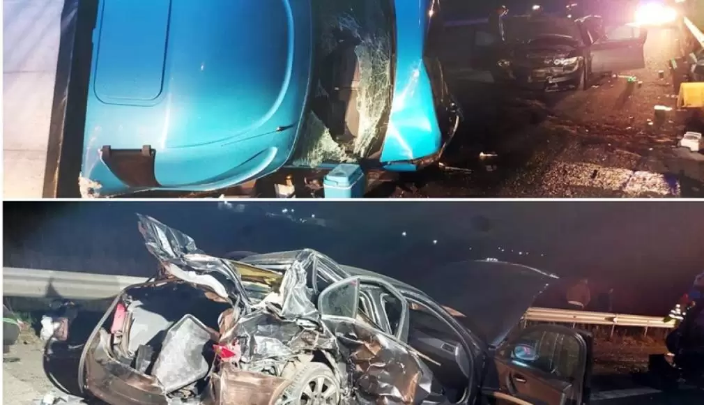 Autostrada A1 Sebeș-Sibiu. Accident între un camion și un autoturism