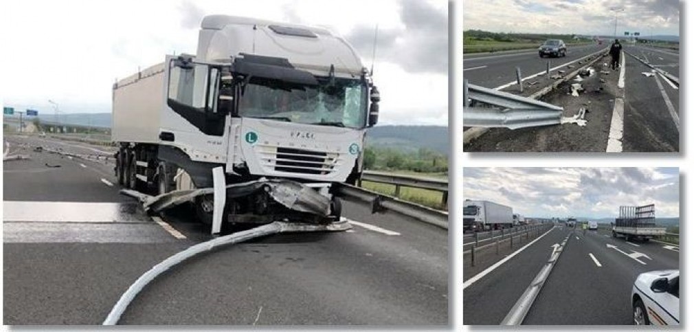 A scăpat camionul de sub control și a făcut prăpăd pe autostrada Deva - Sibiu