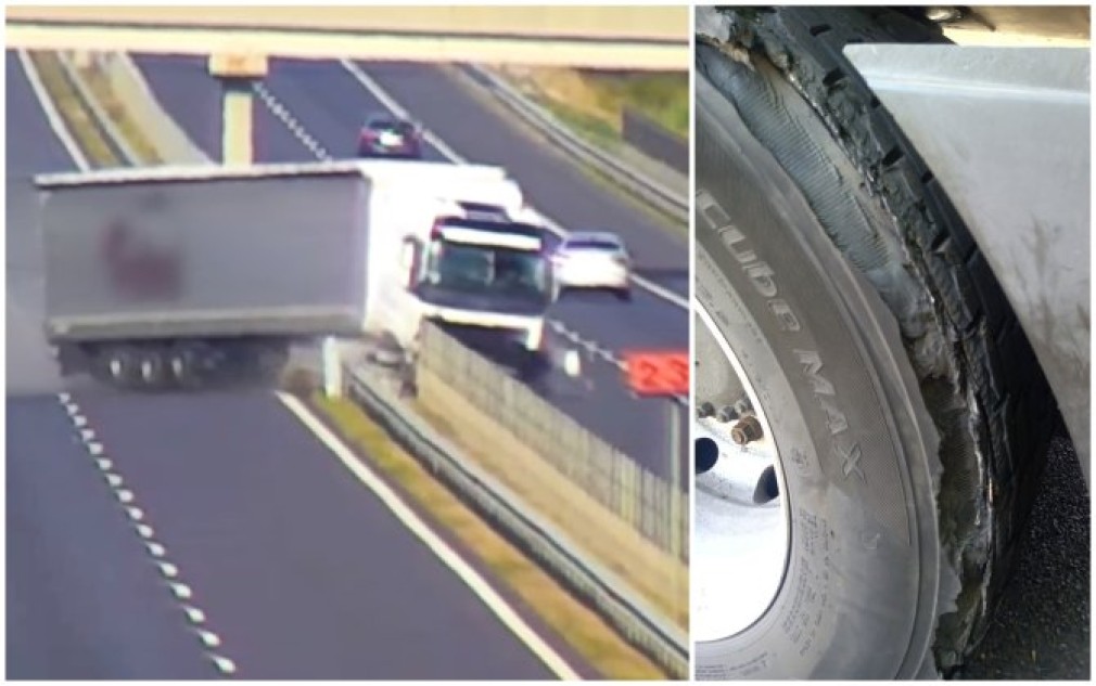 VIDEO Șoferul român căruia îi explodează o anvelopă pe o autostradă din Ungaria dat exemplu negativ