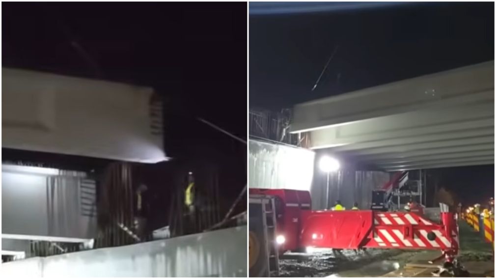 VIDEO 12 grinzi și 104 predale au fost montate în 2 nopți pe Autostrada București