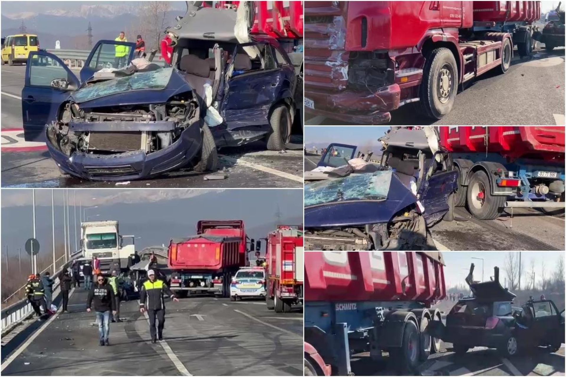 Un șofer de 74 de ani a murit după ce a intrat cu mașina în camion