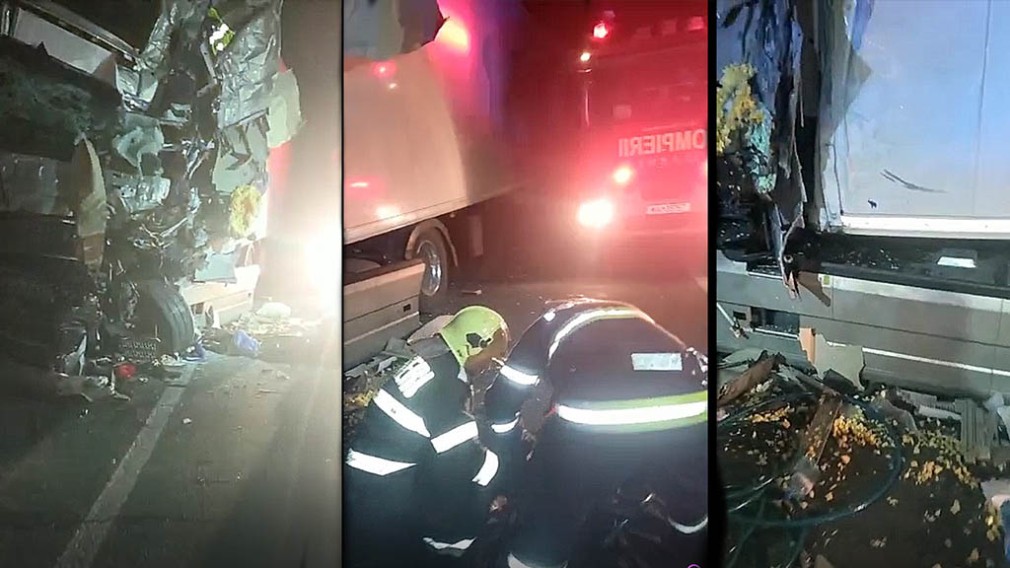 VIDEO O nouă ciocnire între două camioane: șoferul și pasagerul au decedat