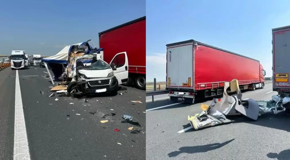 Impact devastator între un camion și o camionetă. Traficul a fost blocat