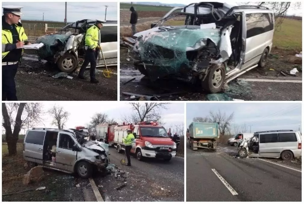 Șofer MORT după impactul dintre un CAMION și un microbuz