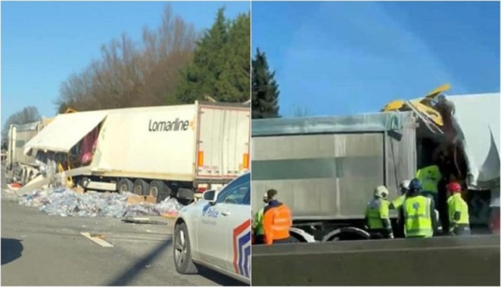 BELGIA. Video. Un șofer român de camion și colegul de echipaj au murit după impactul cu un alt camion