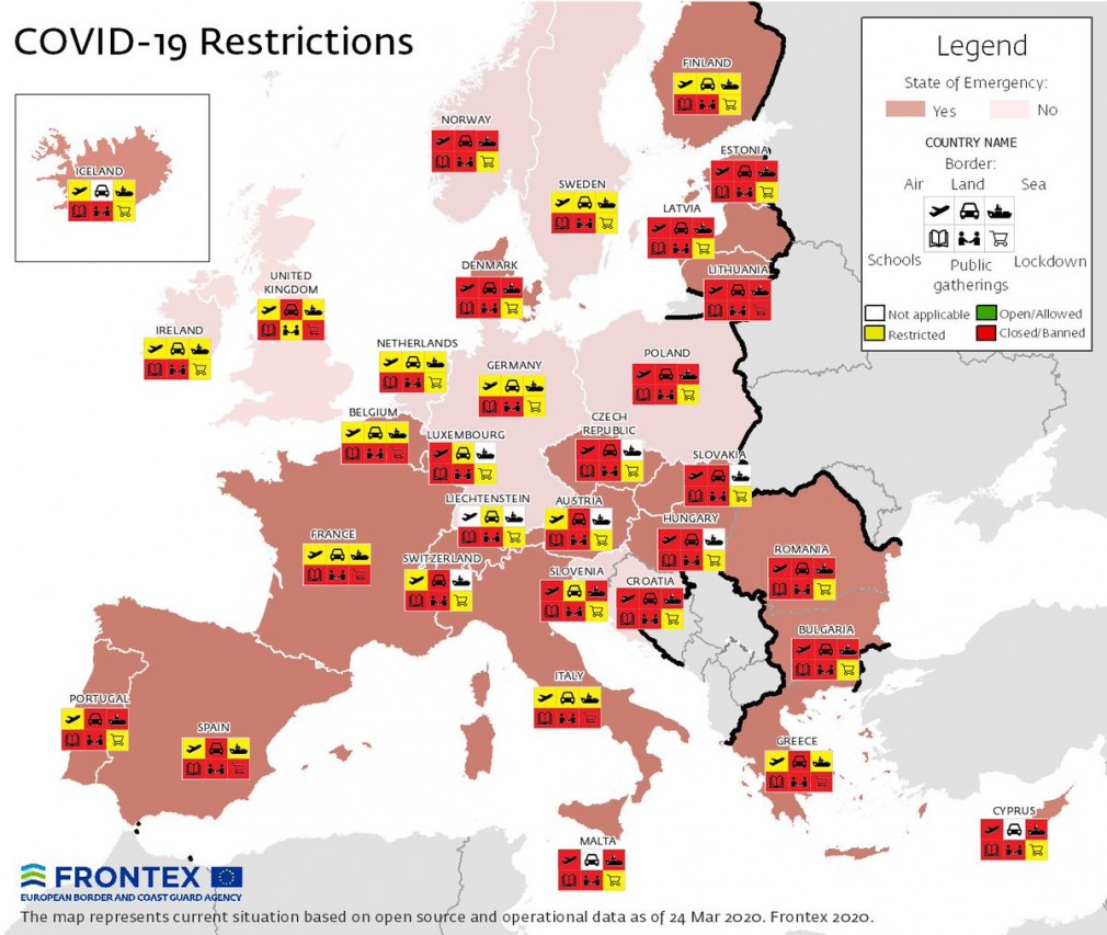 FOTO. Harta restricțiilor de călătorie din statele Europei