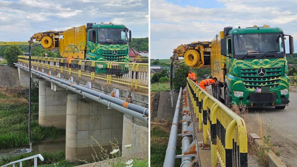 O vidanjă surprinsă deversând direct în râul Bahlui