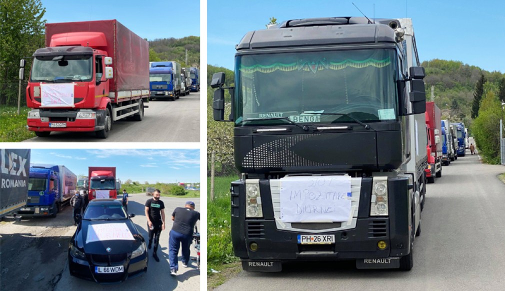 IMPOZITAREA DIURNELOR ȘOFERILOR: Primul protest de stradă al transportatorilor români