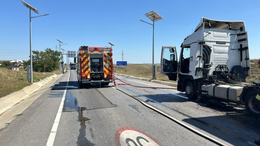 Un camion a luat foc. Șoferul ucrainean era beat