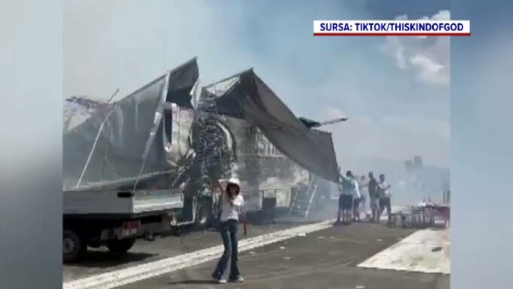 VIDEO. Arad. Un camion cu motor de avion a făcut prăpăd pe aeroport