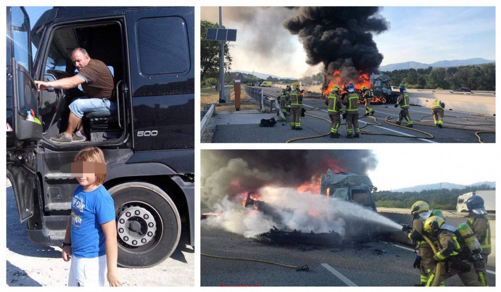 Spania: Un șofer profesionist român a ars de viu în propriul camion