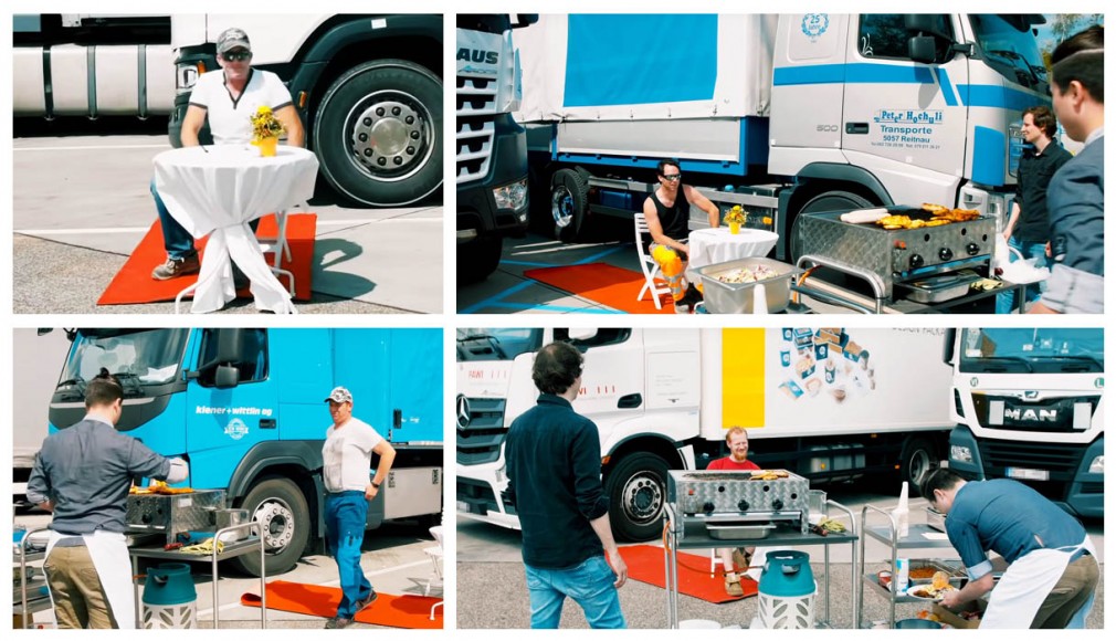 VIDEO: ELVEȚIA - Șoferii profesioniști, tratați regește într-o parcare de camioane