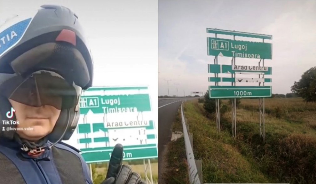 VIDEO. Indicatoarele de pe autostrada Arad-Nădlac, subiect de glume, printre șoferi și polițiști