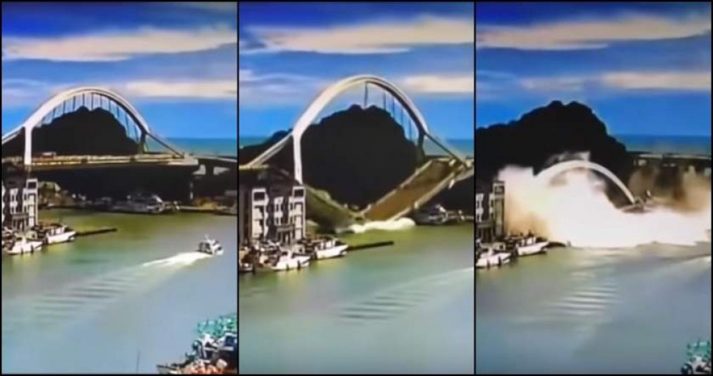 Video: Un pod imens se prăbușește la trecerea unui camion