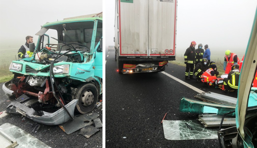 Italia. Șofer român rănit, după ce a intrat cu autoutilitara în spatele unui camion