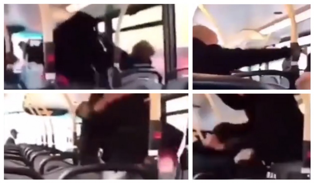 VIDEO: Făcut knock-out de un bătrân pe care l-a luat la palme în autobuz