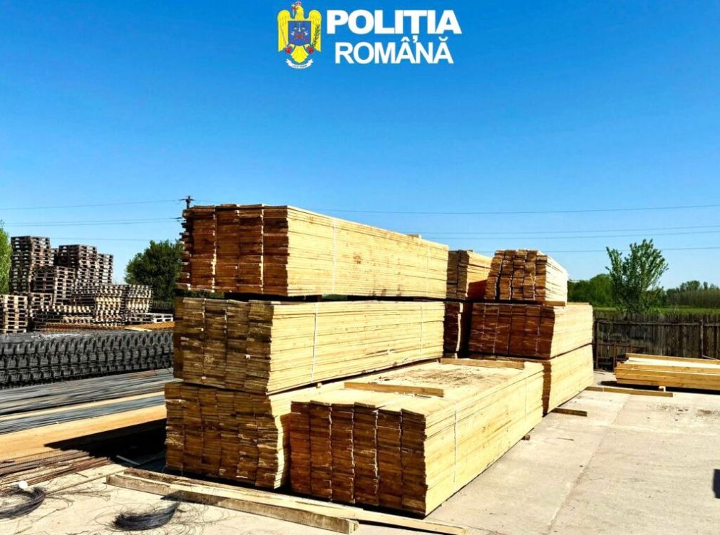 Camion folosit la transporturi ilegale de lemne, confiscat de poliție