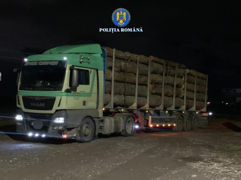 Camion cu lemne confiscat de poliție
