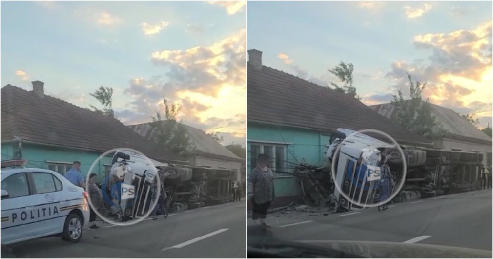 VIDEO. Un șofer de camion beat a intrat într-o casă. Un pieton a murit