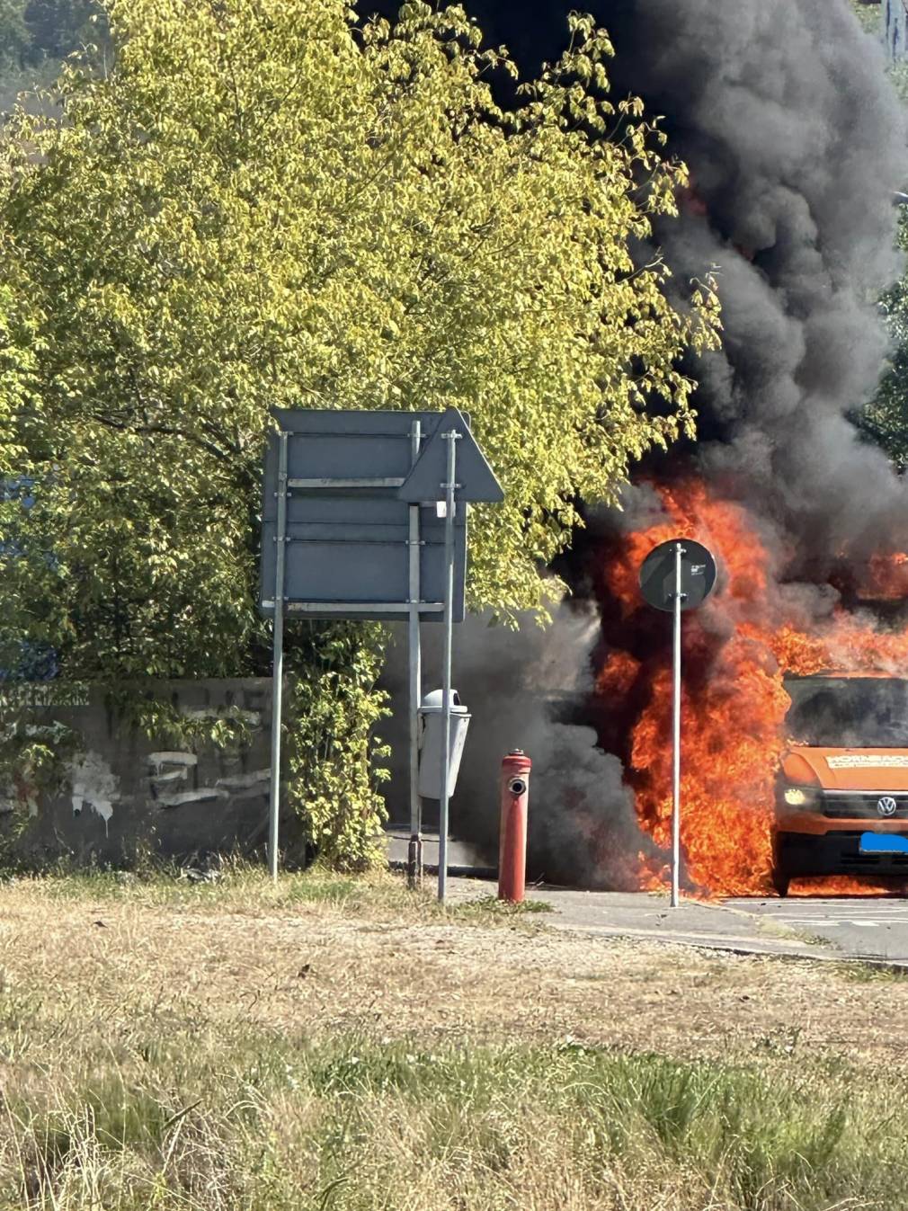 Camion în flăcări la Cluj Napoca