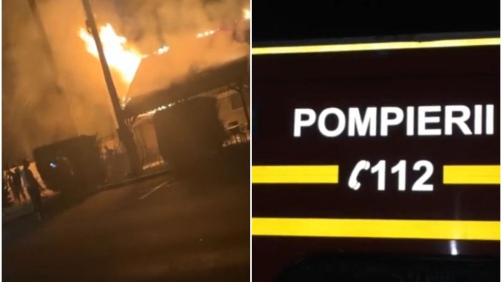 Un camion a lovit 2 stâlpi de curent și a incendiat un restaurant