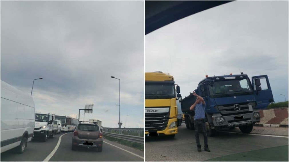 Circulația în Sebeș a fost paralizată după ce un camion s-a defectat în giratoriu