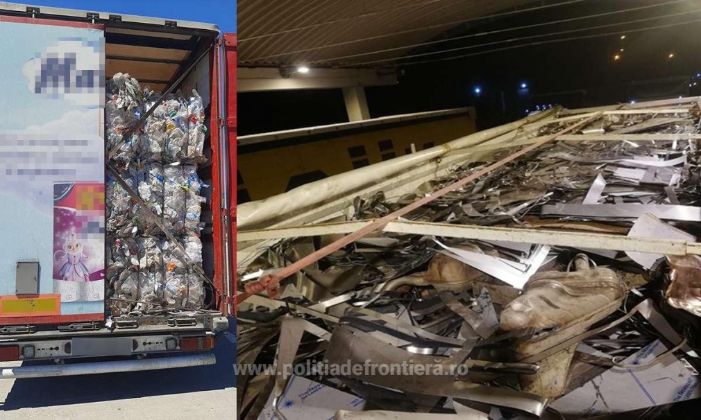 59 tone de deșeuri găsite în trei camioane. Transportul era ilegal