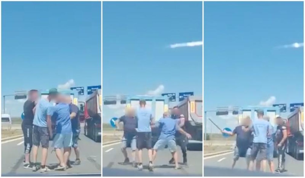 VIDEO Scandal în trafic, la Sibiu: S-au luat la bătaie într-un sens giratoriu