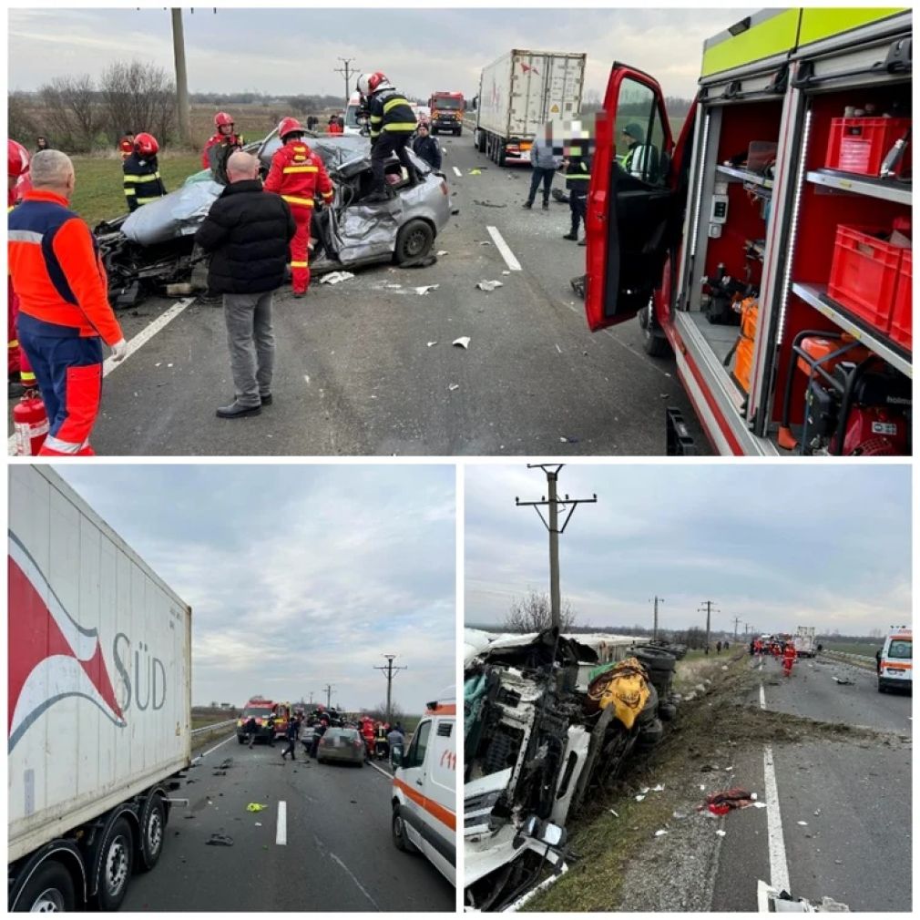 Trei morți după un accident cu un camion și două autoturisme