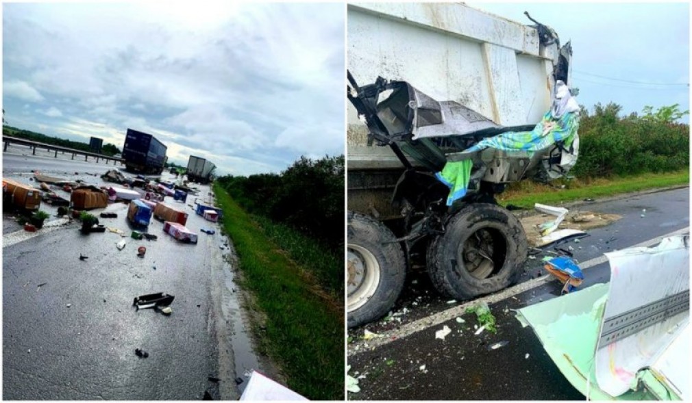 Accident între două camioane pe autostrada București - Pitești. Un bărbat a murit