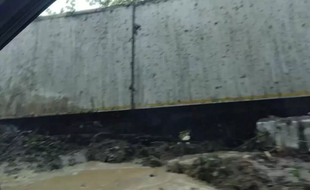 Camion, luat de ape în urma unei viituri