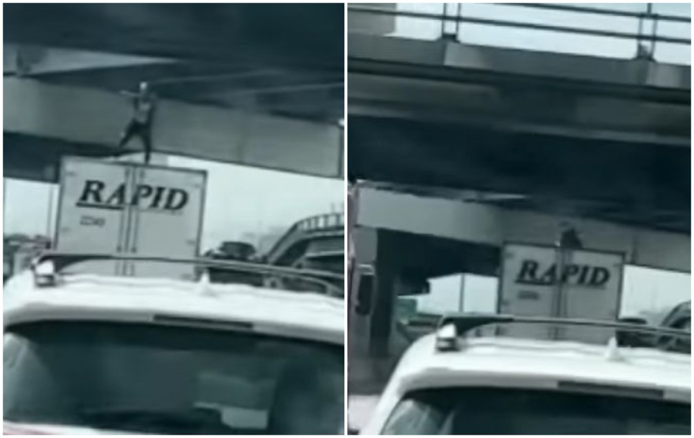 VIDEO. Dansa pe remorca unui camion când s-a izbit cu capul de un pod