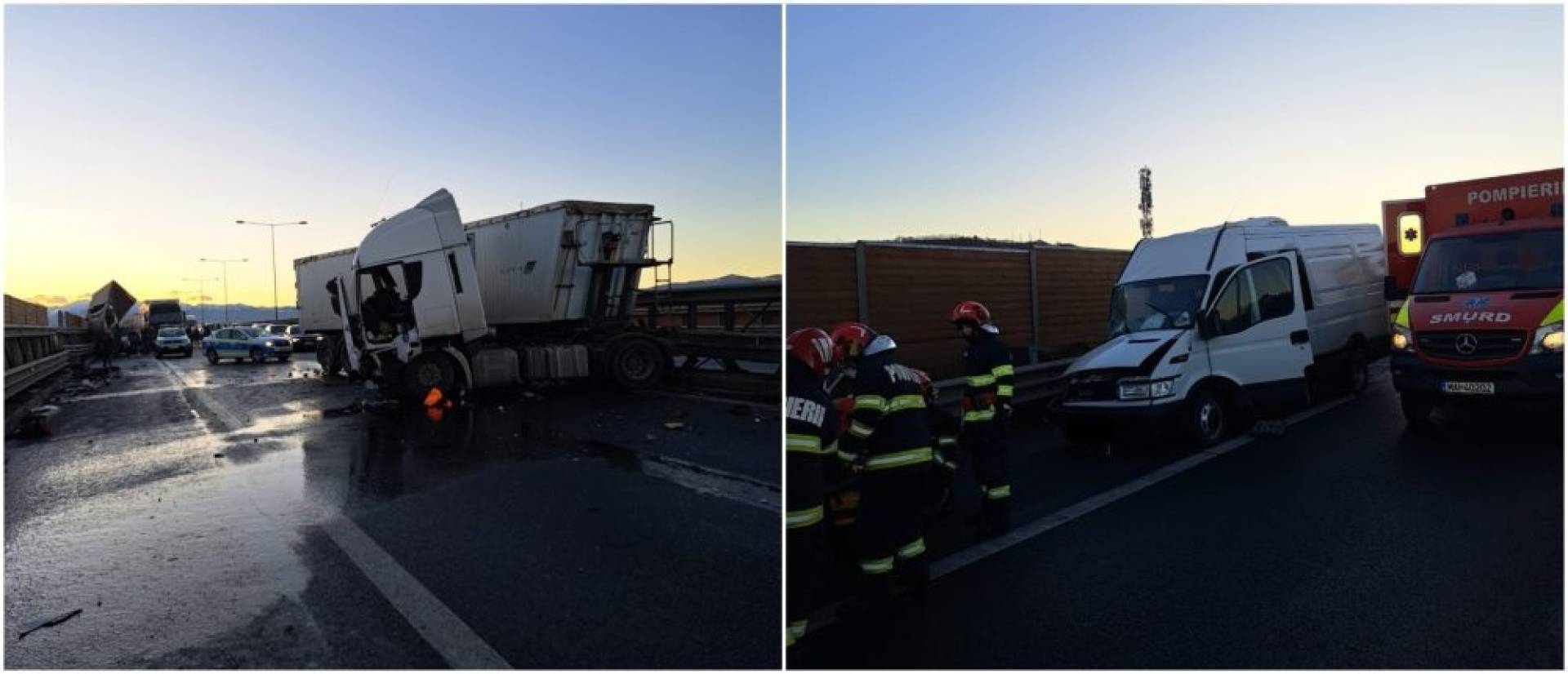 Haos pe Autostrada 1 după un accident cu 9 răniți. Un camion, implicat. Planul roșu, activat