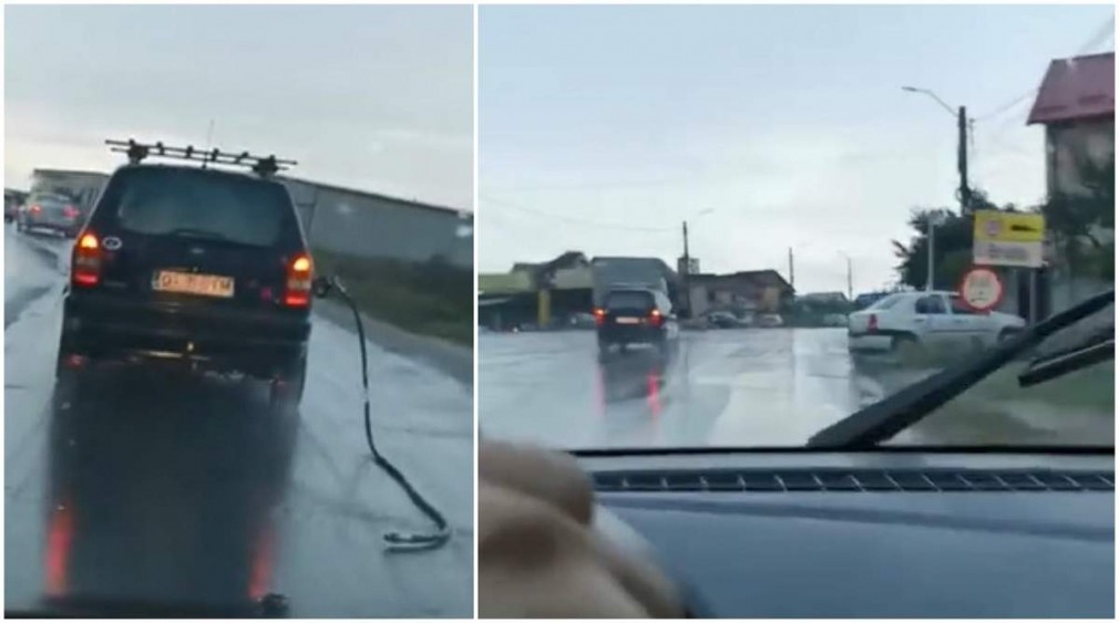 VIDEO: Un şofer oltean a plecat de la benzinărie cu tot cu furtunul de alimentare