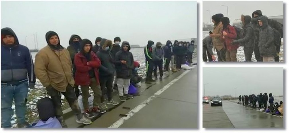 VIDEO Zeci de migranți, capturați pe autostradă, după ce s-au ascuns în trei CAMIOANE