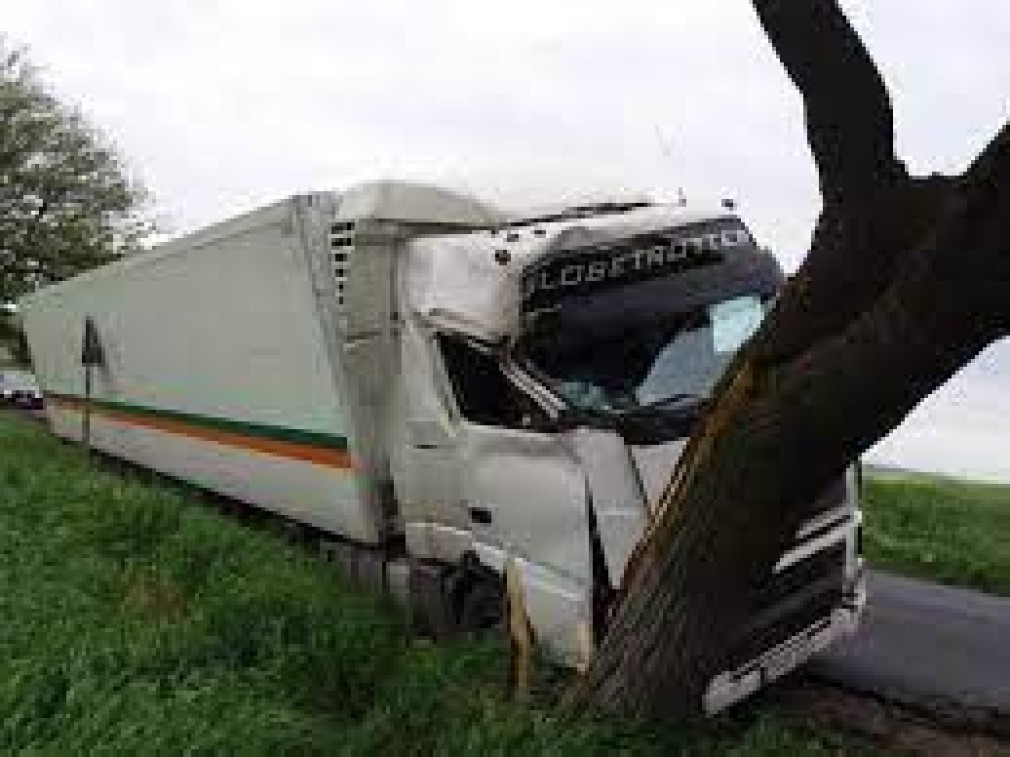 Un șofer de camion a ajuns cu un camion într-un copac