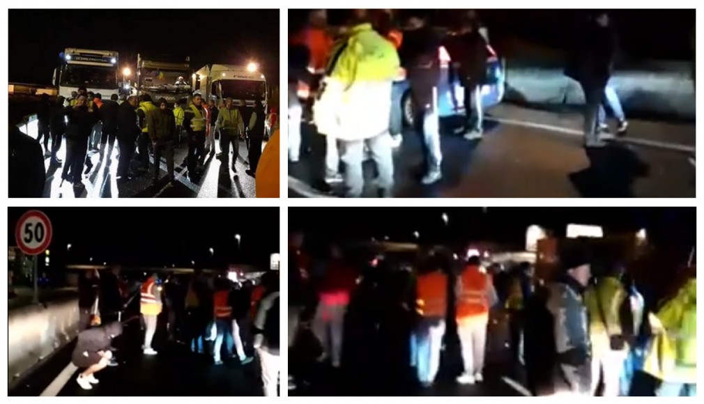 VIDEO: Peste 300 de șoferi profesioniști români, blocaţi, fără mâncare, la graniţa Italiei cu Slovenia