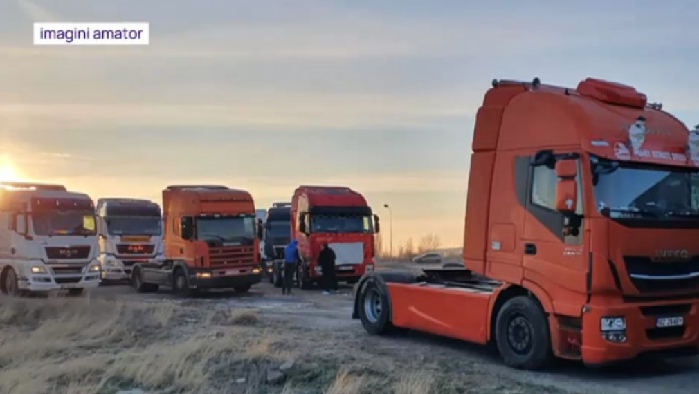 VIDEO. Centura Bucureștiului este blocată de protestul șoferilor de camion