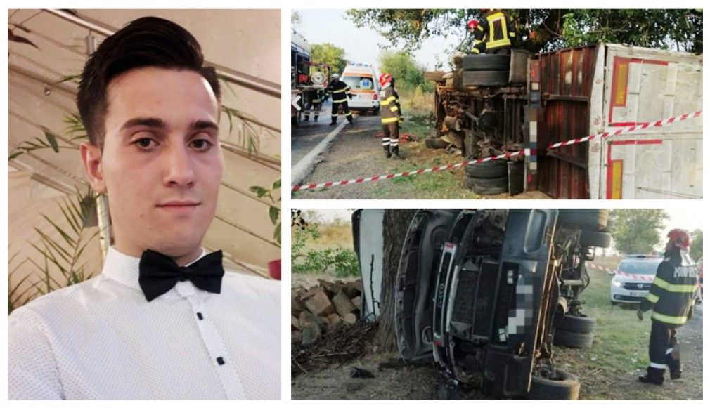 VIDEO: Teleorman. Doi morți, după ce un autocamion s-a izbit de un copac