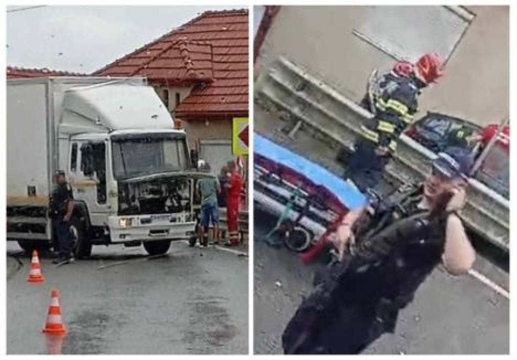 Camion apărat cu mitraliera după accident. Care a fost motivul?