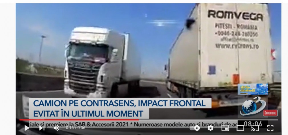 VIDEO. Camion, filmat circulând pe contrasens pe Autostrada spre Pitești
