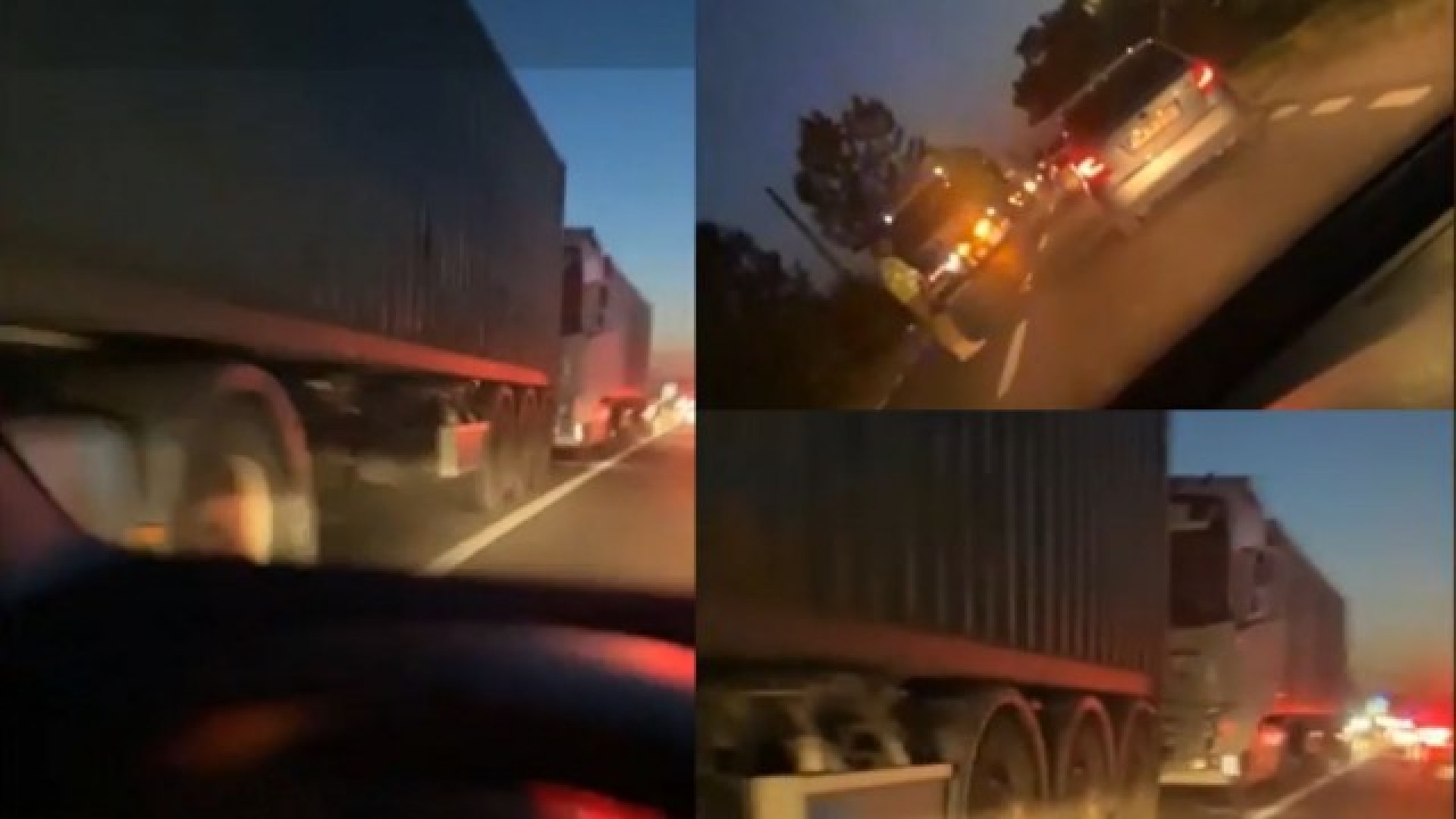 VIDEO. Mai multe camioane au fost implicate într-un carambol pe o şosea din Satu Mare